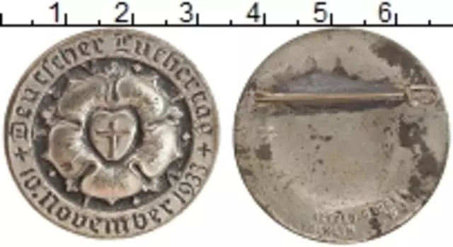 Монета Знак Третьего Рейха 1933 года Медно-никель День Мартина Лютера