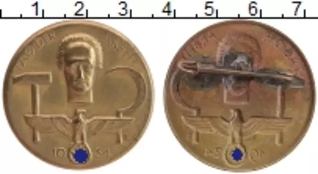 Монета Знак Третьего Рейха 1934 года Бронза День труда
