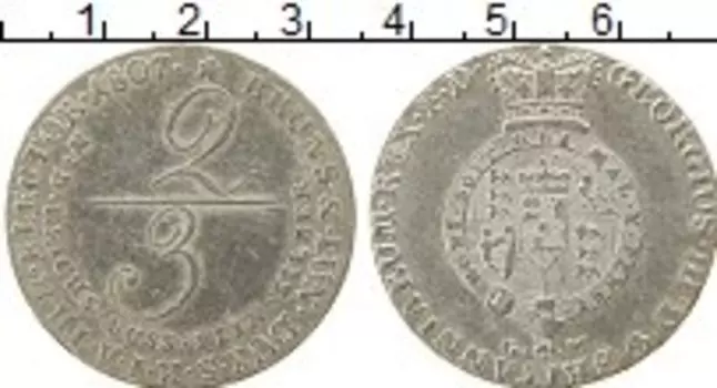 Монета 2/3 талера Брауншвайг-Люнебурга 1807 года Серебро Георг III