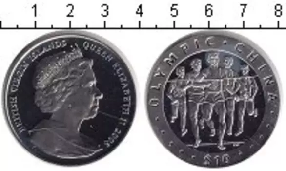 Монета 10 долларов Виргинских островов 2008 года Серебро Олимпийские игры 2008