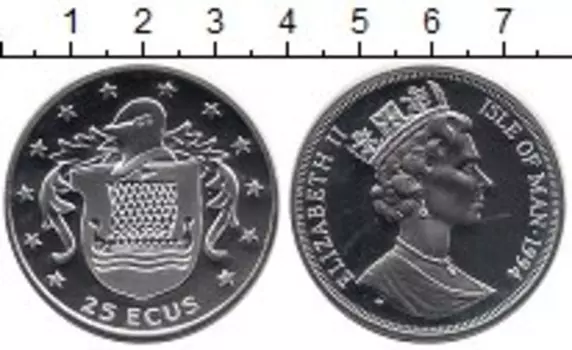 Монета 25 экю Острова Мэн 1994 года Серебро Елизавета II