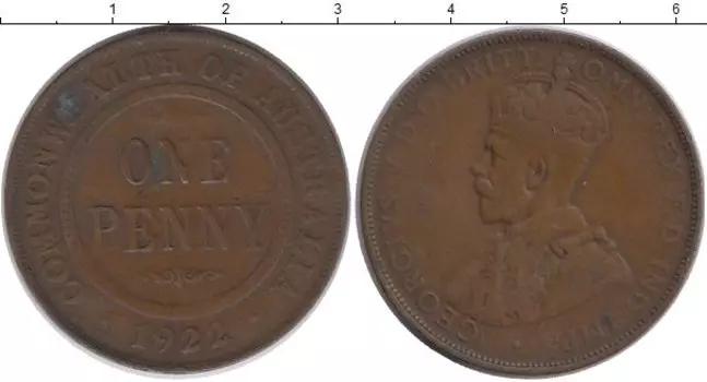 Монета пенни Австралии 1922 года Бронза Георг V