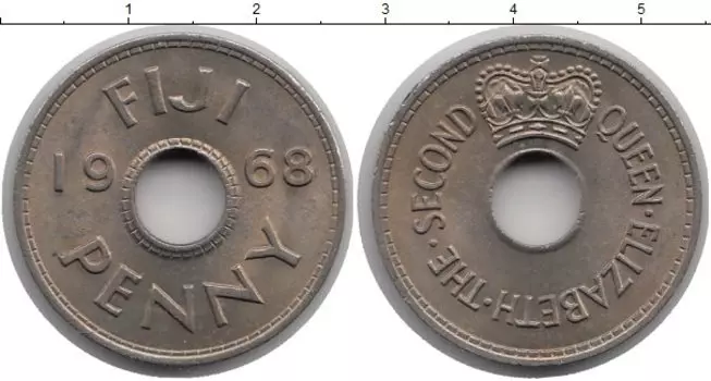 Монета пенни Фиджи 1968 года Медно-никель Елизавета II
