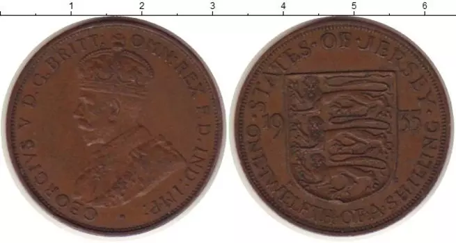 Монета 1/12 шиллинга Острова Джерси 1935 года Бронза Георг V