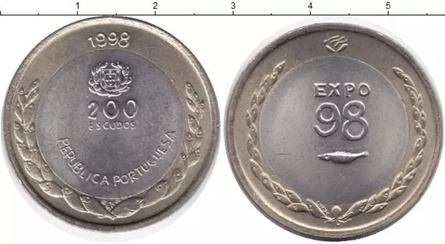 Монета 200 эскудо Португалии 1998 года Биметалл ЭКСПО98