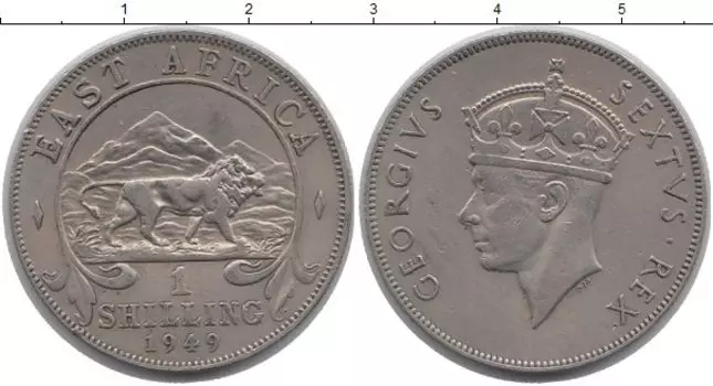 Монета шиллинг Восточной Африки 1949 года Медно-никель Георг VI