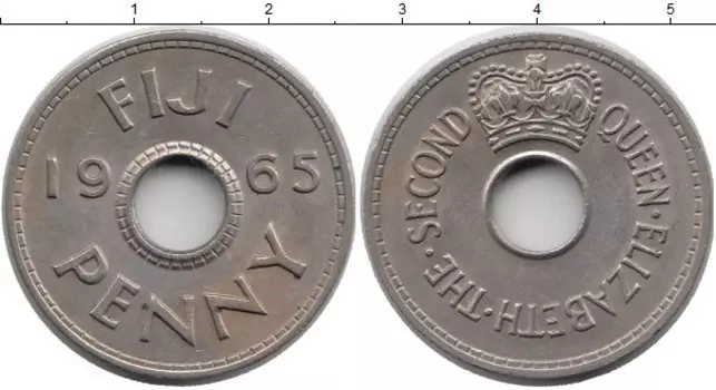 Монета пенни Фиджи 1965 года Медно-никель Протекторат Британии