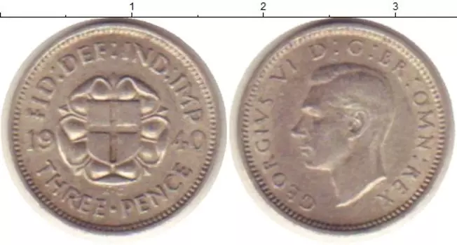Монета 3 пенса Англии 1940 года Серебро Георг VI