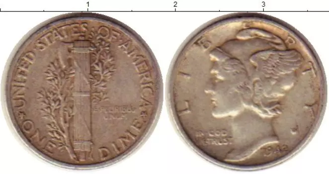 Монета дайм Америки 1943 года Серебро Растение KM#140