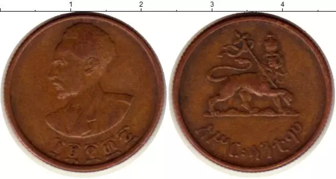 Монета 5 центов Эфиопии 1944 года Бронза