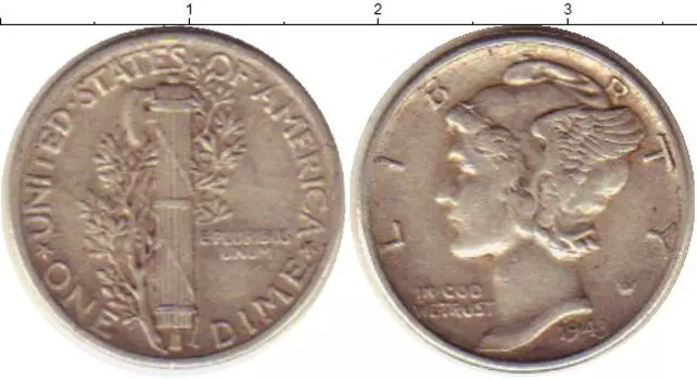 Монета дайм Америки 1943 года Серебро Растение KM#140