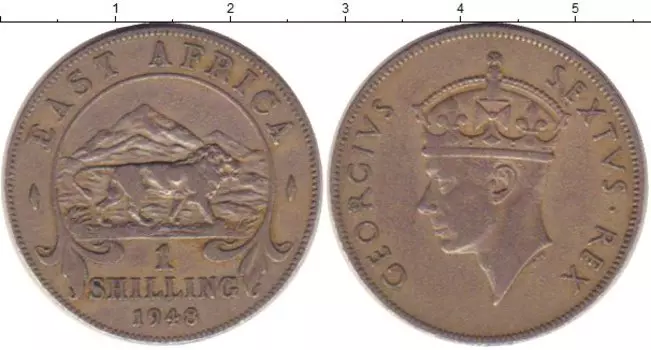 Монета шиллинг Восточной Африки 1948 года Медно-никель Георг VI