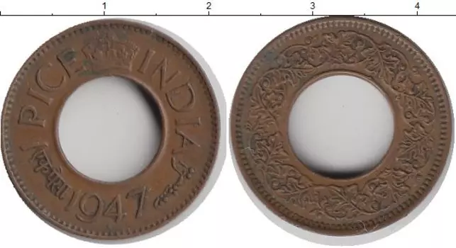 Монета пайс Индии 1947 года Бронза