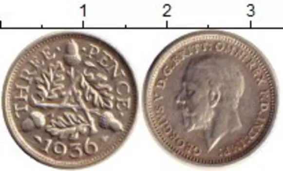 Монета 3 пенса Англии 1936 года Серебро Георг V