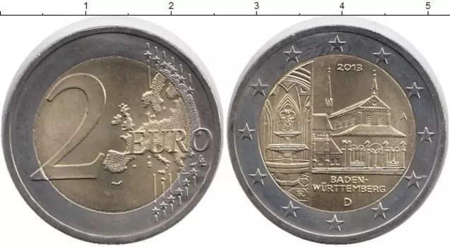 Монета 2 евро Германии 2013 года Биметалл Баден-Вюртемберг ,A