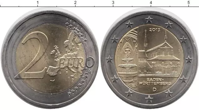 Монета 2 евро Германии 2013 года Биметалл D Баден - Вюртемберг