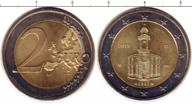 Монета 2 евро Германии 2015 года Биметалл G,Гессен