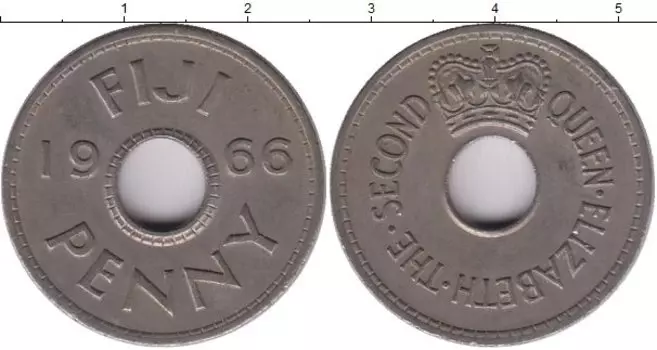 Монета пенни Фиджи 1966 года Медно-никель Елизавета II