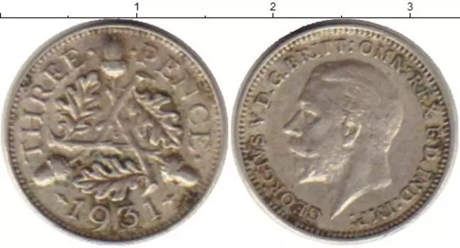Монета 3 пенса Англии 1931 года Серебро Георг V