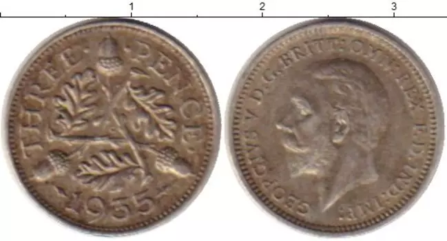Монета 3 пенса Англии 1935 года Серебро Георг V