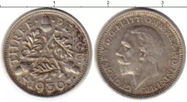 Монета 3 пенса Англии 1936 года Серебро Георг V