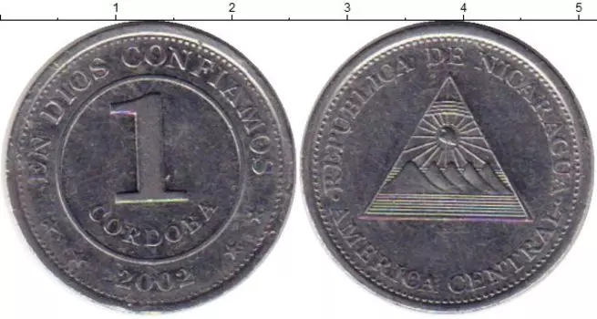 Монета кордоба Никарагуа 2002 года Медно-никель