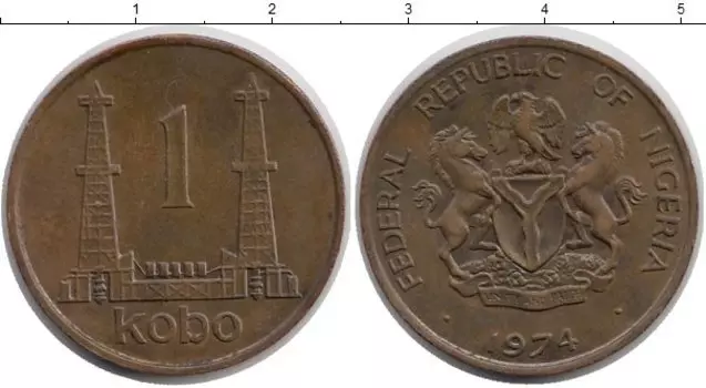 Монета кобо Нигерии 1974 года Бронза