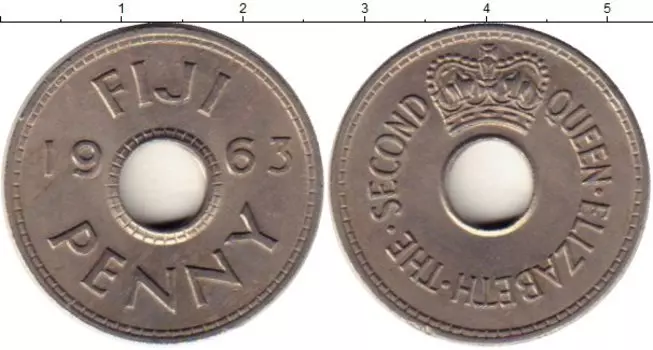 Монета пенни Фиджи 1963 года Медно-никель