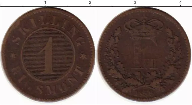 Монета скиллинг Дании 1856 года Бронза Фредерик VII