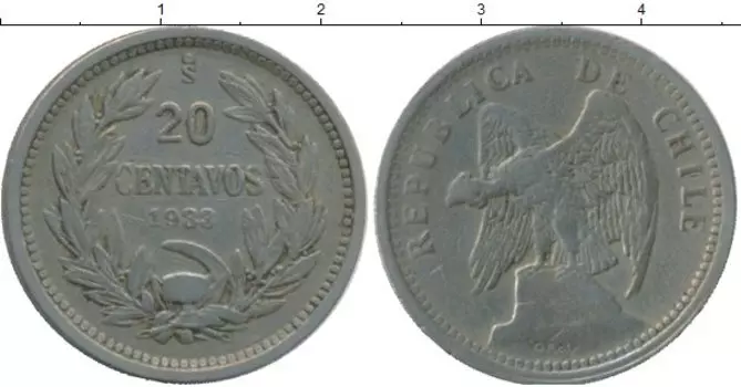 Монета 20 сентаво Чили 1933 года Медно-никель Кондор