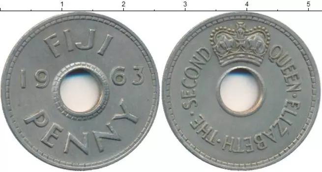 Монета пенни Фиджи 1963 года Медно-никель Елизавета II