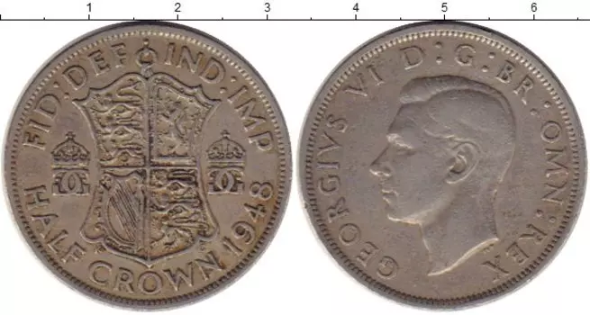 Монета 1/2 кроны Англии 1948 года Медно-никель Георг VI