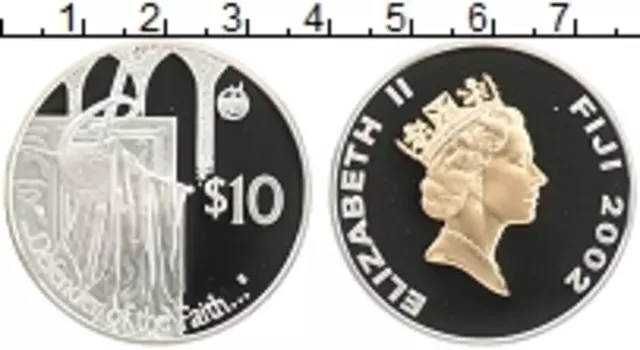 Монета 10 долларов Фиджи 2002 года Серебро Елизавета II