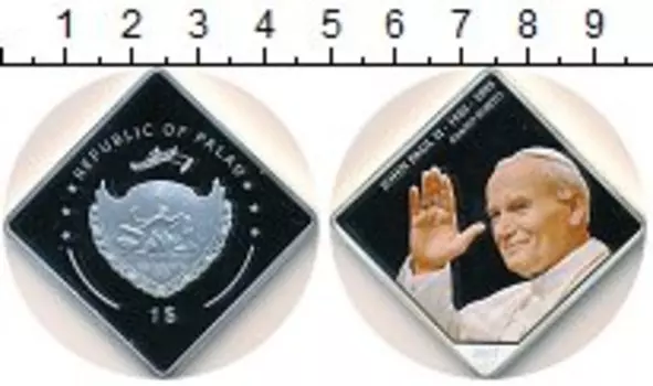 Монета доллар Палау 2005 года Серебро Иоанн Павел II