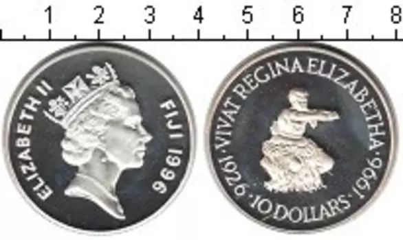 Монета 10 долларов Фиджи 1996 года Серебро Елизавета II
