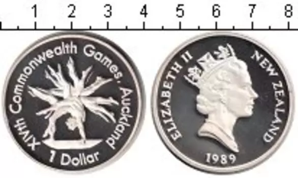 Монета доллар Новой Зеландии 1989 года Серебро Игры Содружества наций