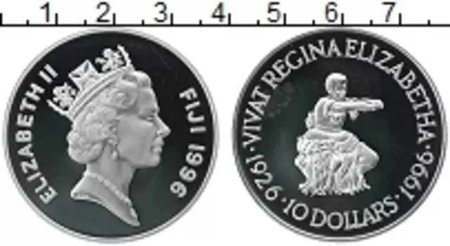 Монета 10 долларов Фиджи 1996 года Серебро Елизавета II