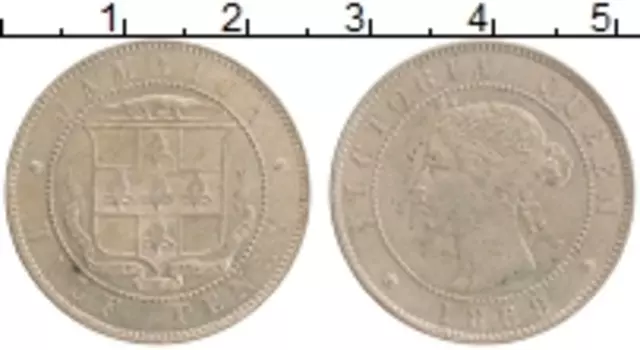Монета 1/2 пенни Ямайки 1869 года Медно-никель Виктория