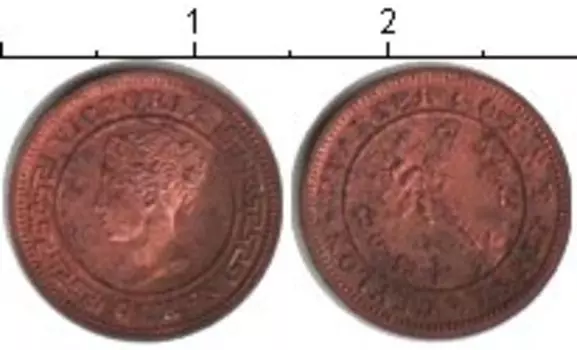 Монета 1/4 цента Цейлона 1898 года Медь Виктория