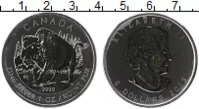 Монета 5 долларов Канады 2013 года Серебро Елизавета II