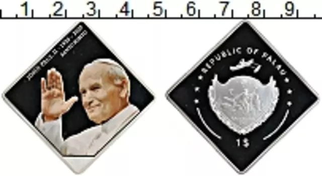 Монета доллар Палау 2005 года Серебро Иоанн Павел II