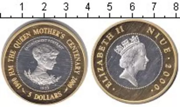 Монета 5 долларов Ниуэ 2000 года Серебро Елизавета II