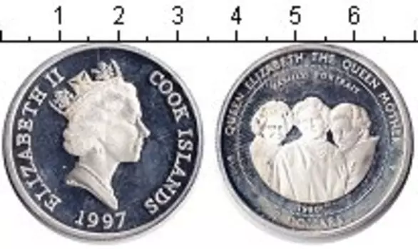 Монета 2 доллара Островов Кука 1997 года Серебро Елизавета II