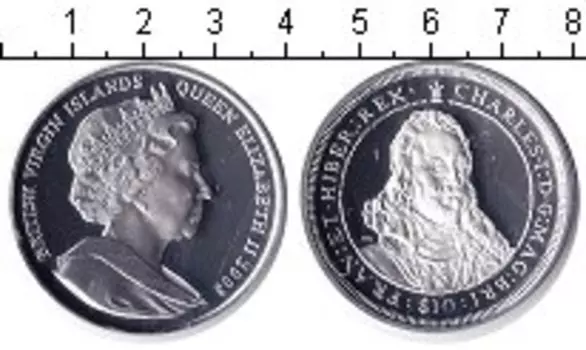 Монета 10 долларов Виргинских островов 2008 года Серебро Елизавета II