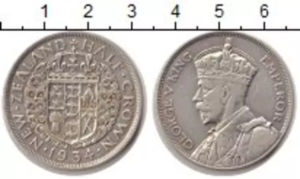 Монета 1/2 кроны Новой Зеландии 1934 года Серебро