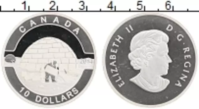 Монета 10 долларов Канады 2014 года Серебро Елизавета II