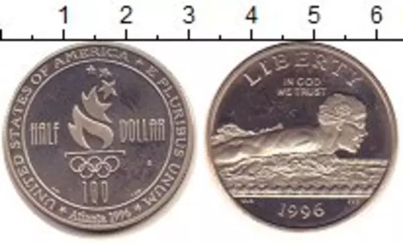 Монета 1/2 доллара Америки 1996 года Медно-никель Олимпиада 96