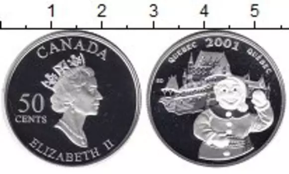 Монета 50 центов Канады 2001 года Серебро Елизавета II