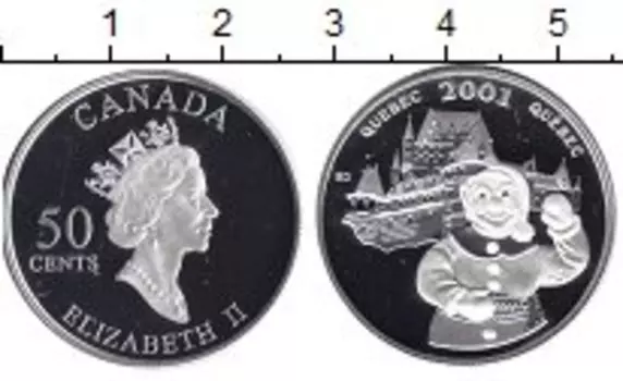 Монета 50 центов Канады 2001 года Серебро Елизавета II