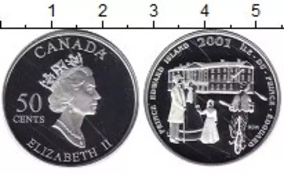 Монета 50 центов Канады 2001 года Серебро Елизавета II